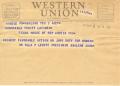 Letter: [Telegram from Ella P. Levett, March 9, 1953]