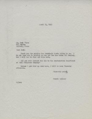 Primary view of object titled '[Letter from Truett Latimer to Jack Flynn, April 11, 1953]'.