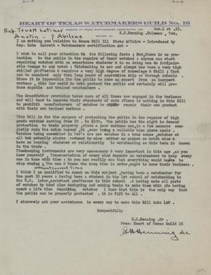 Primary view of object titled '[Letter from E. H. Henning Sr. to Truett Latimer, March 1, 1953]'.