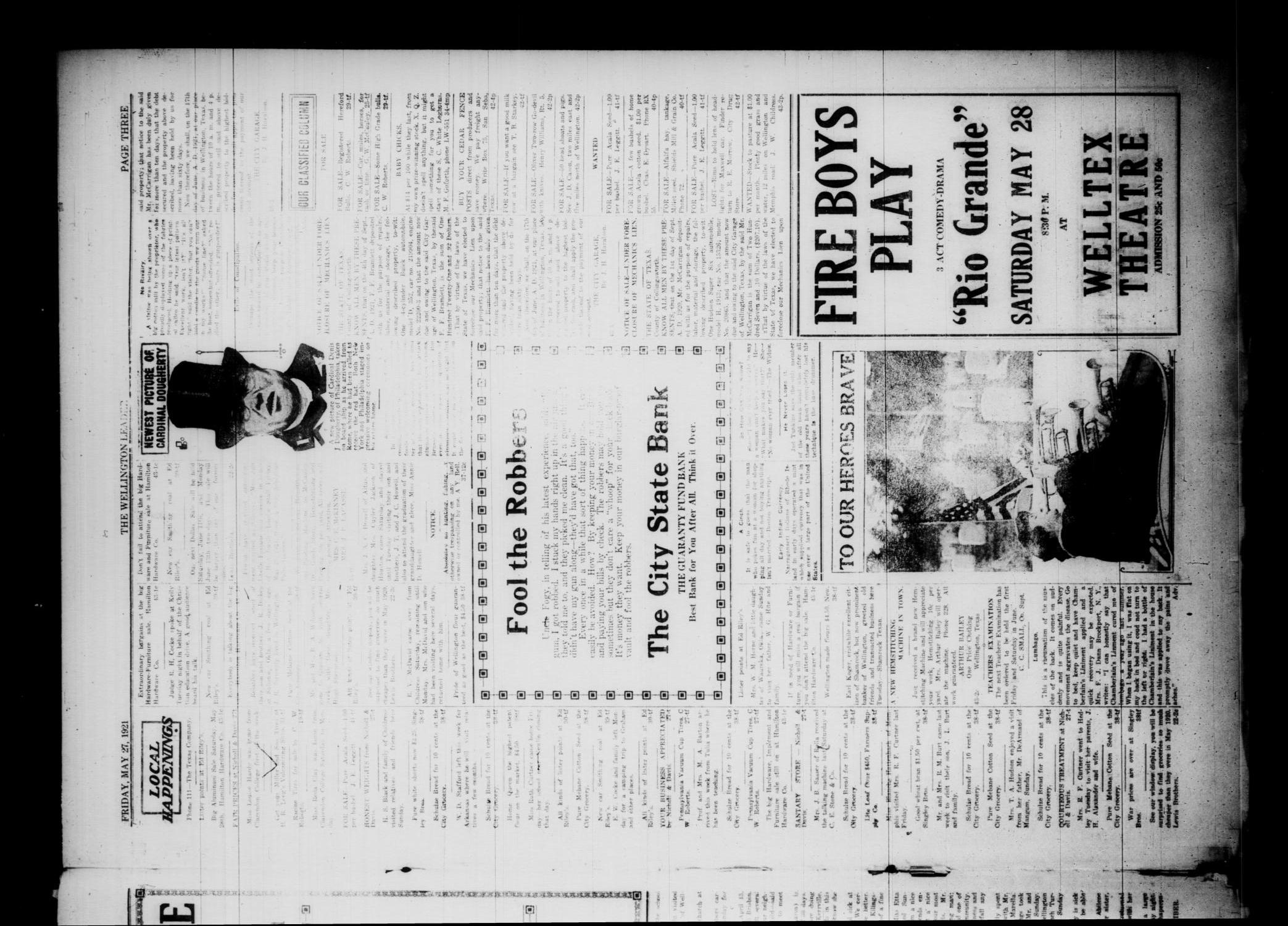 The Wellington Leader (Wellington, Tex.), Vol. 12, No. 43, Ed. 1 Friday, May 27, 1921
                                                
                                                    [Sequence #]: 5 of 8
                                                