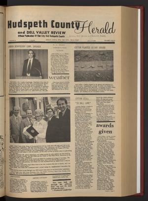 Primary view of object titled 'Hudspeth County Herald and Dell Valley Review (Dell City, Tex.), Vol. 19, No. 40, Ed. 1 Friday, June 6, 1975'.