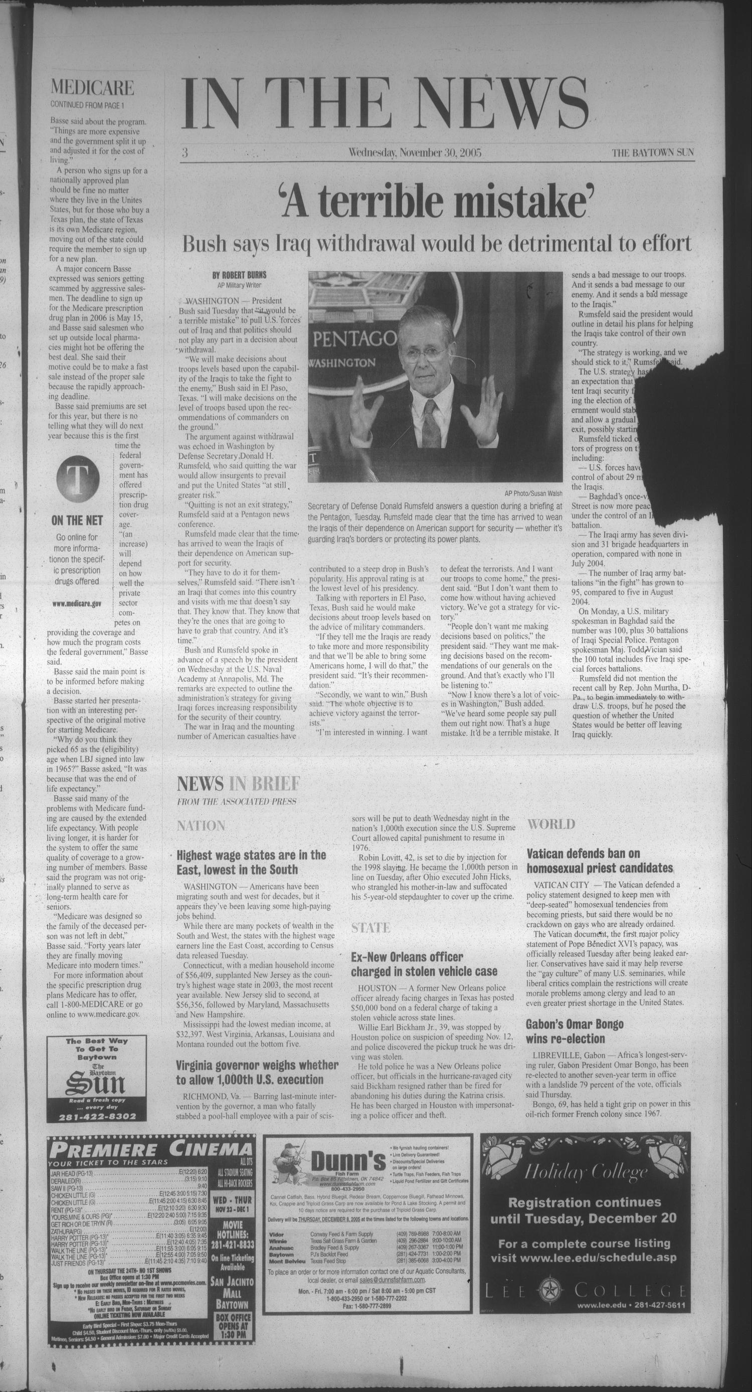 The Baytown Sun (Baytown, Tex.), Vol. 84, No. 356, Ed. 1 Wednesday, November 30, 2005
                                                
                                                    [Sequence #]: 3 of 12
                                                