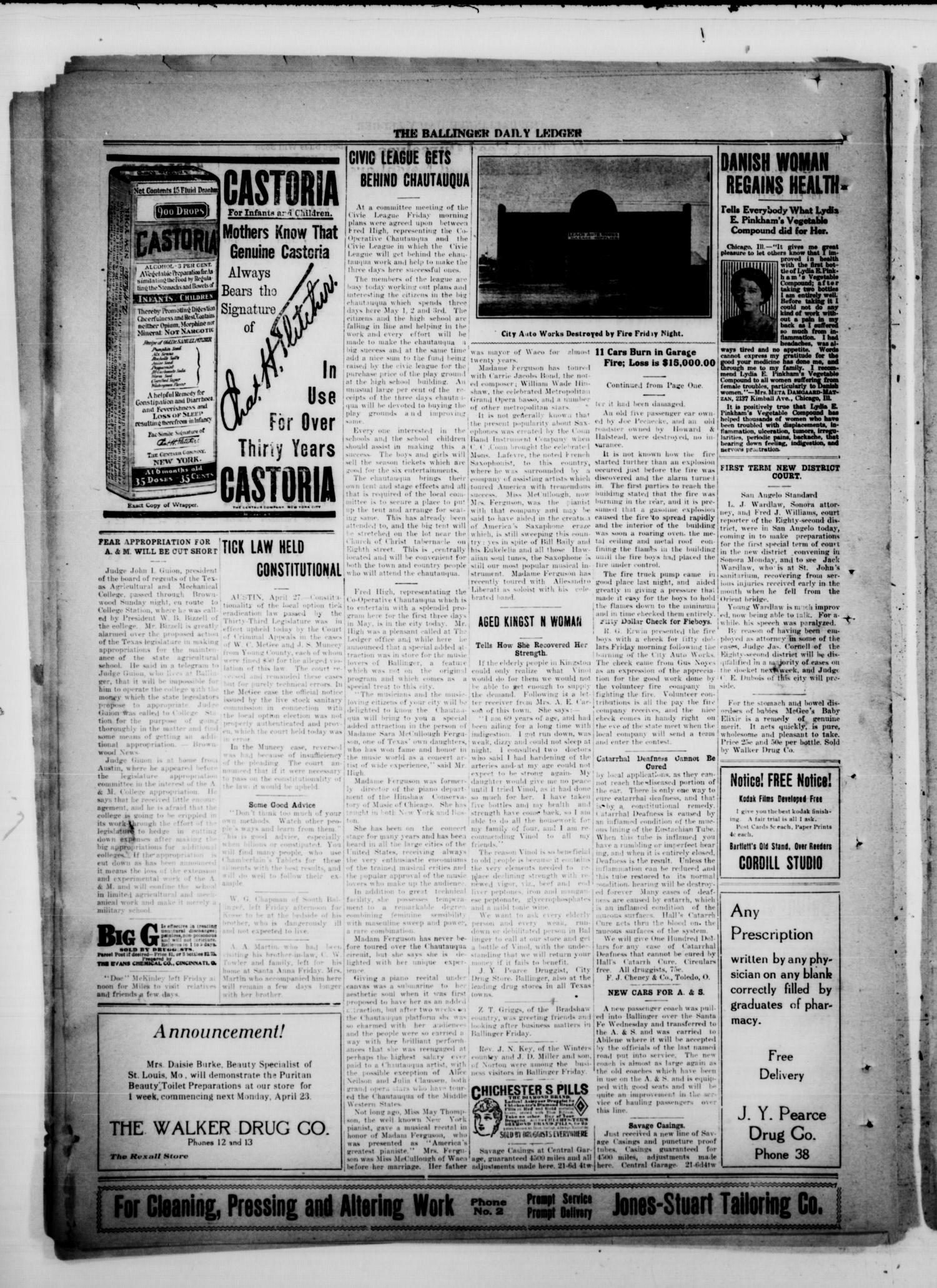 Ballinger Daily Ledger (Ballinger, Tex.), Vol. 12, Ed. 1 Friday, April 27, 1917
                                                
                                                    [Sequence #]: 4 of 4
                                                