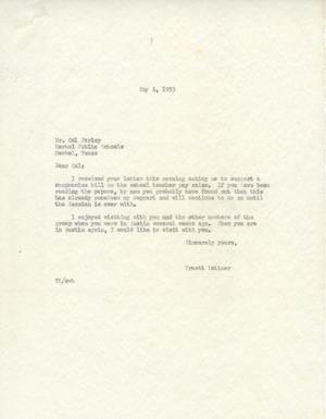 Primary view of object titled '[Letter from Truett Latimer to Cal Farley, May 4, 1953]'.