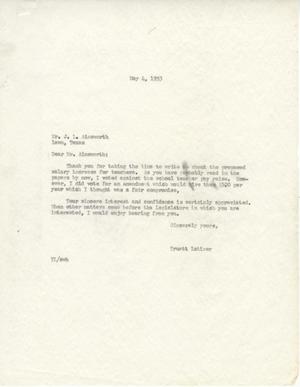 Primary view of object titled '[Letter from Truett Latimer to J. L. Ainsworth, May 4, 1953]'.