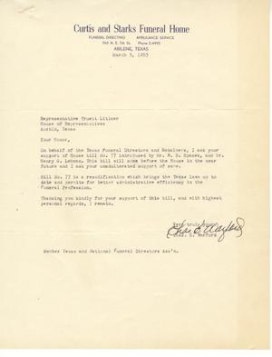 Primary view of object titled '[Letter from Charles E. Warford to Truett Latimer, March 3, 1953]'.