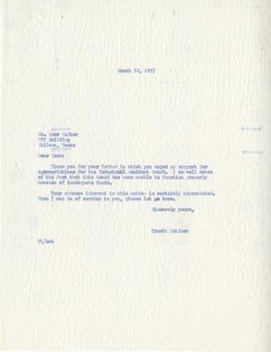 Primary view of object titled '[Letter from Truett Latimer to Esco Walter, March 18, 1953]'.