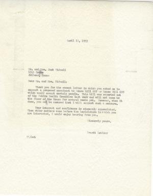 Primary view of object titled '[Letter from Truett Latimer to Mr. Jack Tidwell and Mrs. Jack Tidwell, April 13, 1953]'.