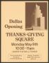 Primary view of [Flyer Announcing Opening of Thanks-Giving Square]