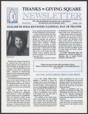 Thanks-Giving Square Newsletter, Volume 3, Number 1, Spring 1994