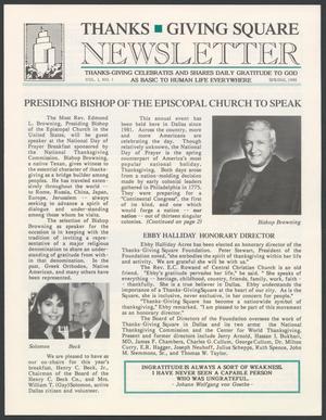 Thanks-Giving Square Newsletter, Volume 1, Number 1, Spring 1990
