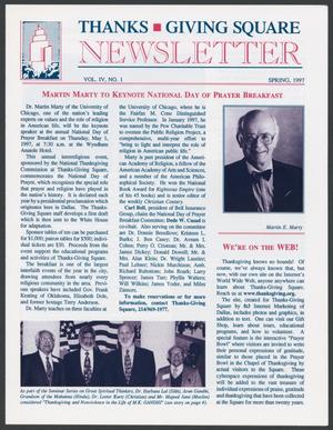 Primary view of object titled 'Thanks-Giving Square Newsletter, Volume 4, Number 1, Spring 1997'.