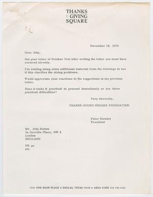 Primary view of object titled '[Letter from Peter Stewart to John Hutton, November 18, 1974]'.