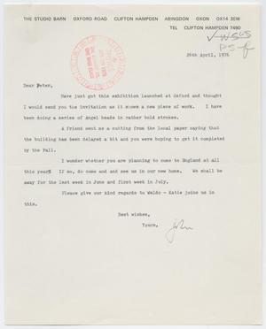 Primary view of object titled '[Letter from John Hutton to Peter Stewart, April 26, 1976]'.
