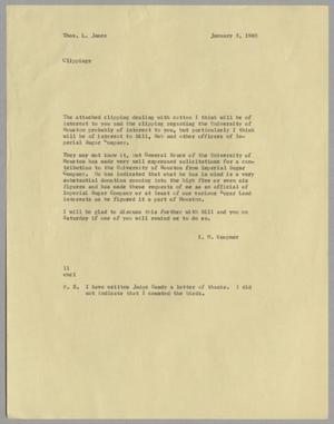 Primary view of object titled '[Letter from Isaac Herbert Kempner to Thomas Leroy James, January 5, 1960]'.