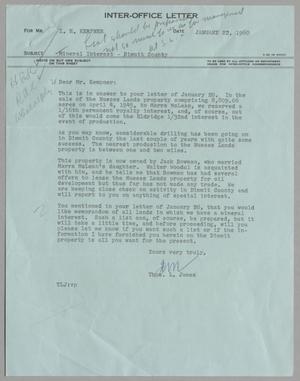 Primary view of object titled '[Letter from Thomas Leroy James to Isaac Herbert Kempner, January 22, 1960]'.