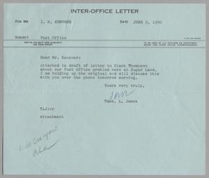 Primary view of object titled '[Letter from Thomas Leroy James to Isaac Herbert Kempner, June 9, 1960]'.