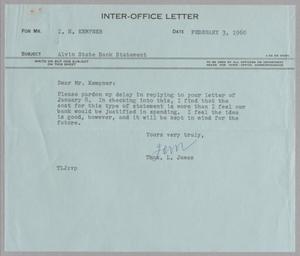 Primary view of object titled '[Letter from Thomas Leroy James to Isaac Herbert Kempner, February 3, 1960]'.