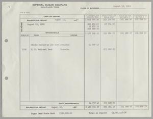 Primary view of object titled '[Imperial Sugar Company Estimated Daily Cash Balance: August 12, 1960]'.