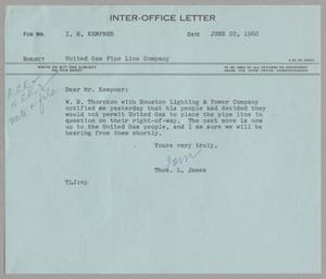 Primary view of object titled '[Letter from Thomas Leroy James to Isaac Herbert Kempner, June 22, 1960]'.