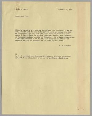 Primary view of object titled '[Letter from Isaac Herbert Kempner to Thomas Leroy James, February 29, 1960]'.