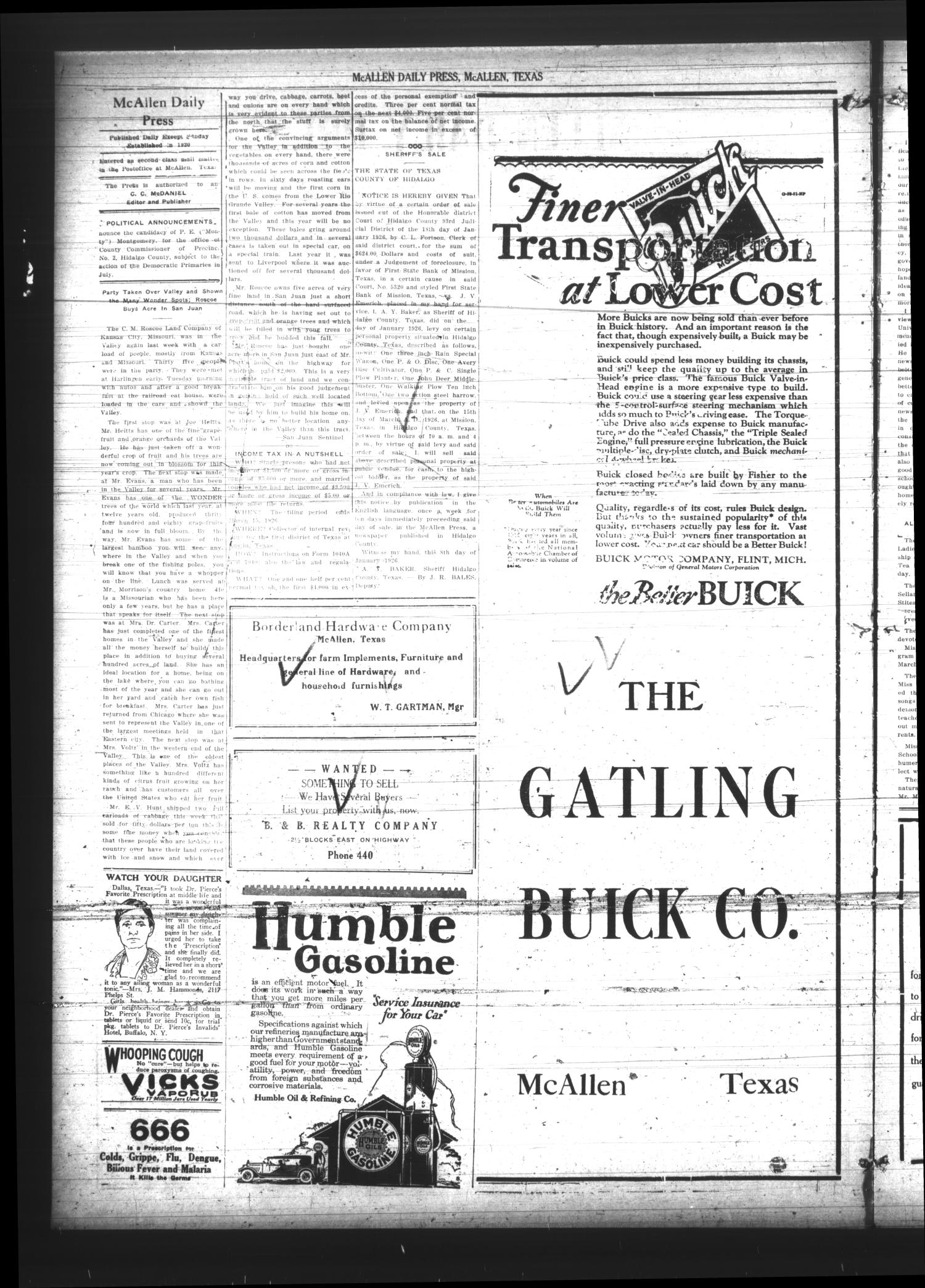 McAllen Daily Press (McAllen, Tex.), Vol. 6, No. 55, Ed. 1 Thursday, March 4, 1926
                                                
                                                    [Sequence #]: 2 of 4
                                                