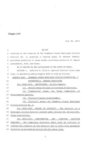 Primary view of object titled '86th Texas Legislature, Regular Session, House Bill 4673, Chapter 1197'.