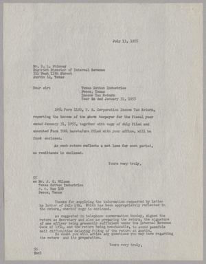 Primary view of object titled '[Letter from R. I. Mehan to R. L. Phinney, July 13, 1955]'.