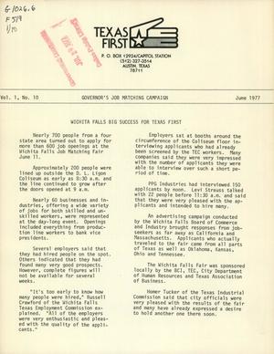 Primary view of object titled 'Texas First, Volume 1, Number 10, June 1977'.