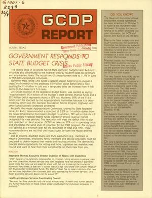 Primary view of object titled 'GCDP Report, Volume 86, Number 8, August 1986'.