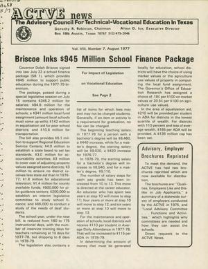 Primary view of object titled 'ACTVE News, Volume 8, Number 7, August 1977'.