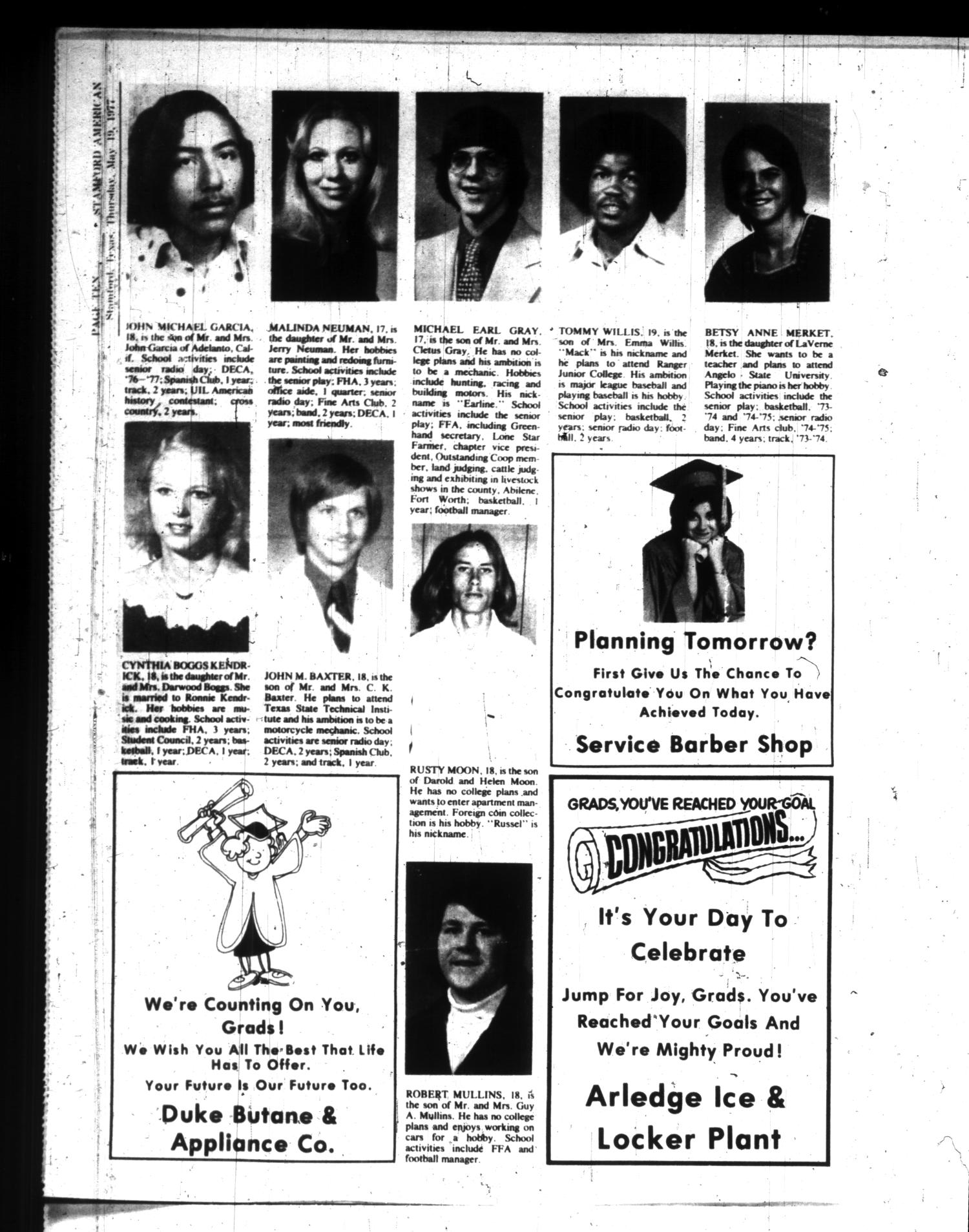 Stamford American (Stamford, Tex.), Vol. 56, No. 6, Ed. 1 Thursday, May 19, 1977
                                                
                                                    [Sequence #]: 23 of 33
                                                