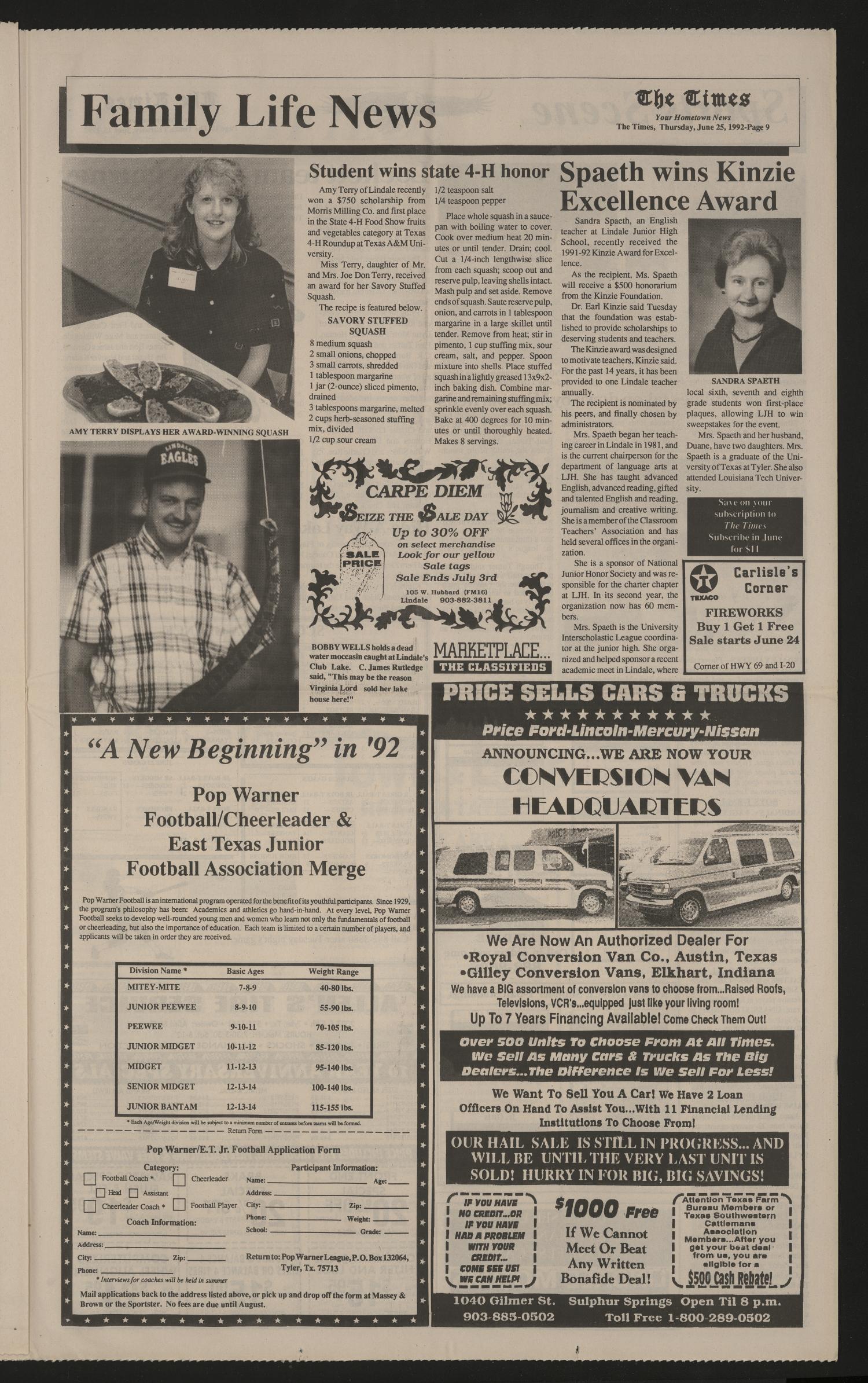 The Lindale Times (Lindale, Tex.), Vol. 2, No. 46, Ed. 1 Thursday, June 25, 1992
                                                
                                                    [Sequence #]: 9 of 12
                                                