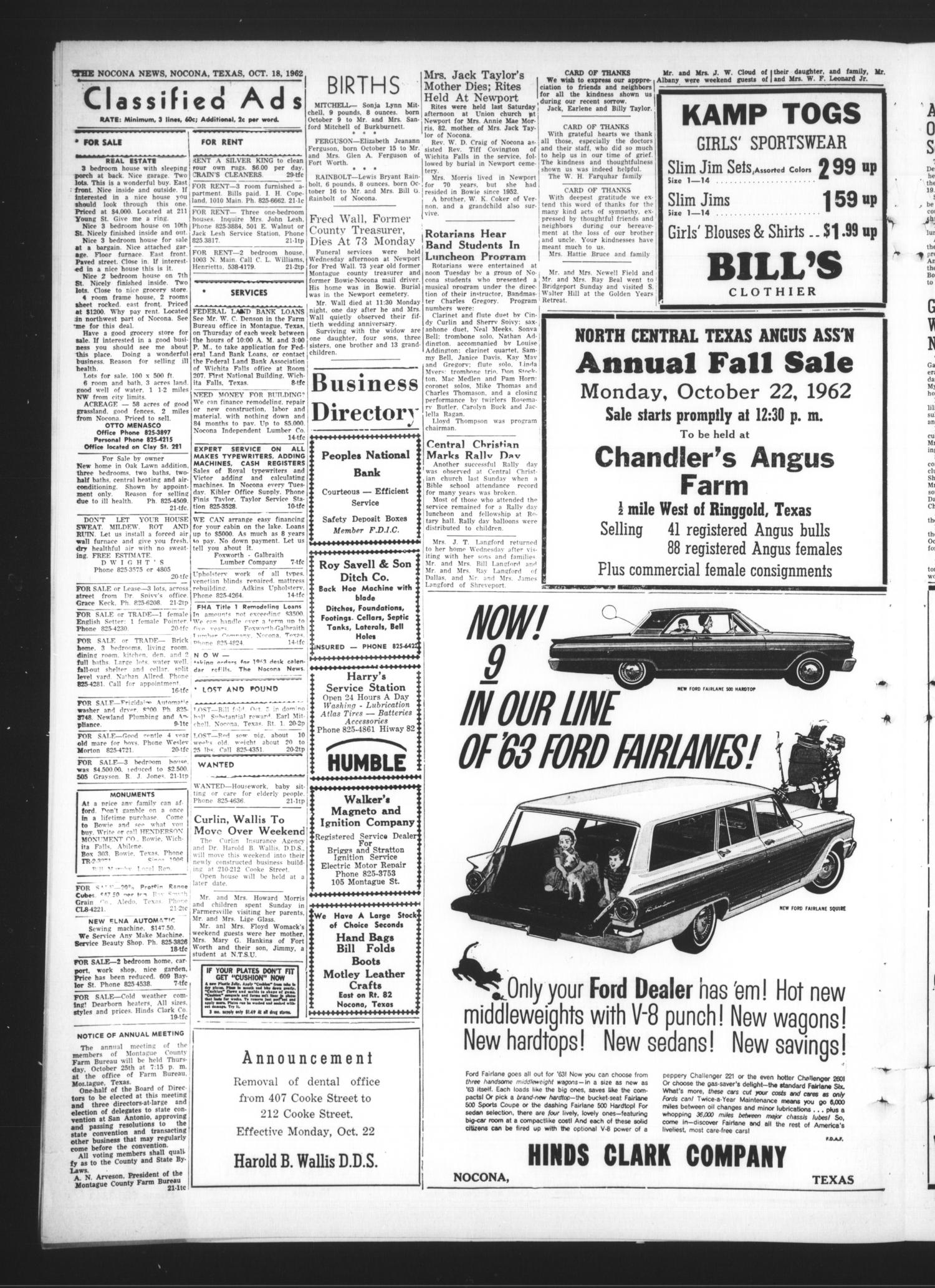 The Nocona News (Nocona, Tex.), Vol. 57, No. 21, Ed. 1 Thursday, October 18, 1962
                                                
                                                    [Sequence #]: 4 of 8
                                                