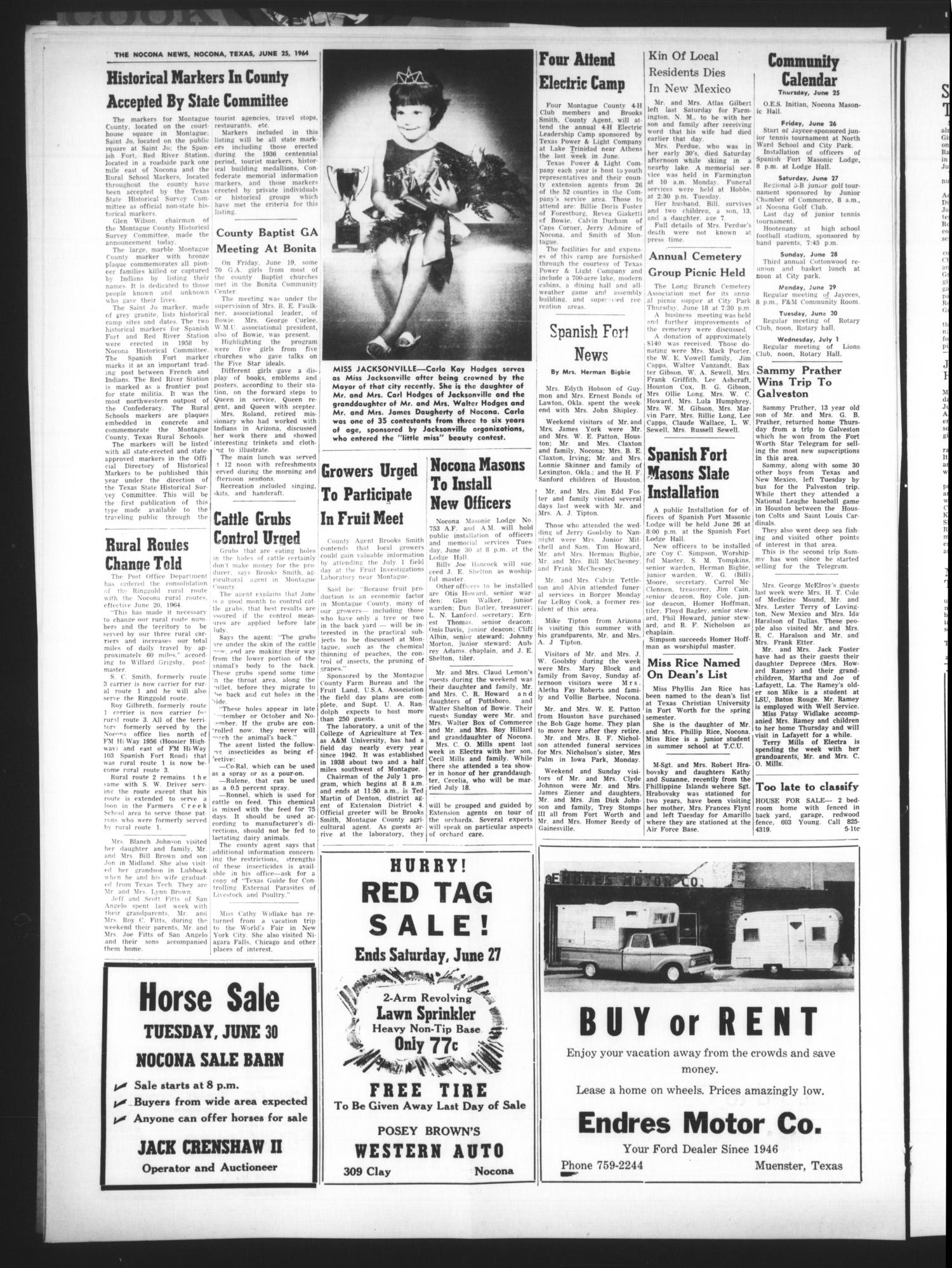 The Nocona News (Nocona, Tex.), Vol. 59, No. 5, Ed. 1 Thursday, June 25, 1964
                                                
                                                    [Sequence #]: 4 of 10
                                                