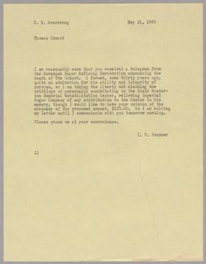 Primary view of object titled '[Letter from I. H. Kempner to R. M. Armstrong, May 31, 1965]'.