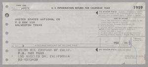 Primary view of object titled '[1099 Tax Form for United States National Company, 1959]'.