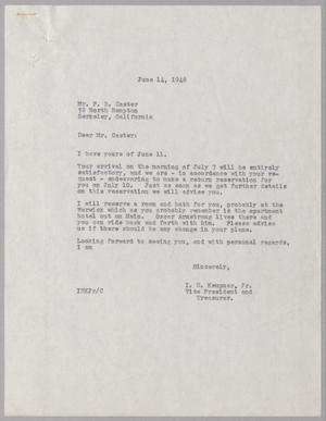 Primary view of object titled '[Letter from I. H. Kempner, Jr. to P. B. Caster, June 14, 1946]'.