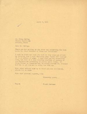 Primary view of object titled '[Letter from Truett Latimer to Wiley Caffey, April 7, 1955]'.