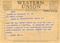 Letter: [Telegram from Frank Bell, April 14, 1955]