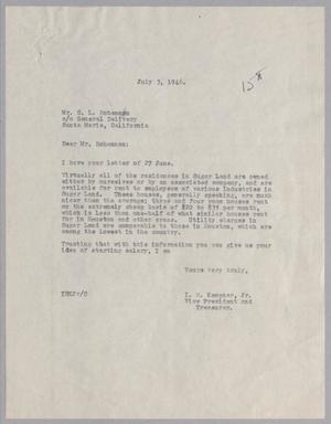 Primary view of object titled '[Letter from I. H. Kempner, Jr. to C. L. Bohannan, July 3, 1946]'.