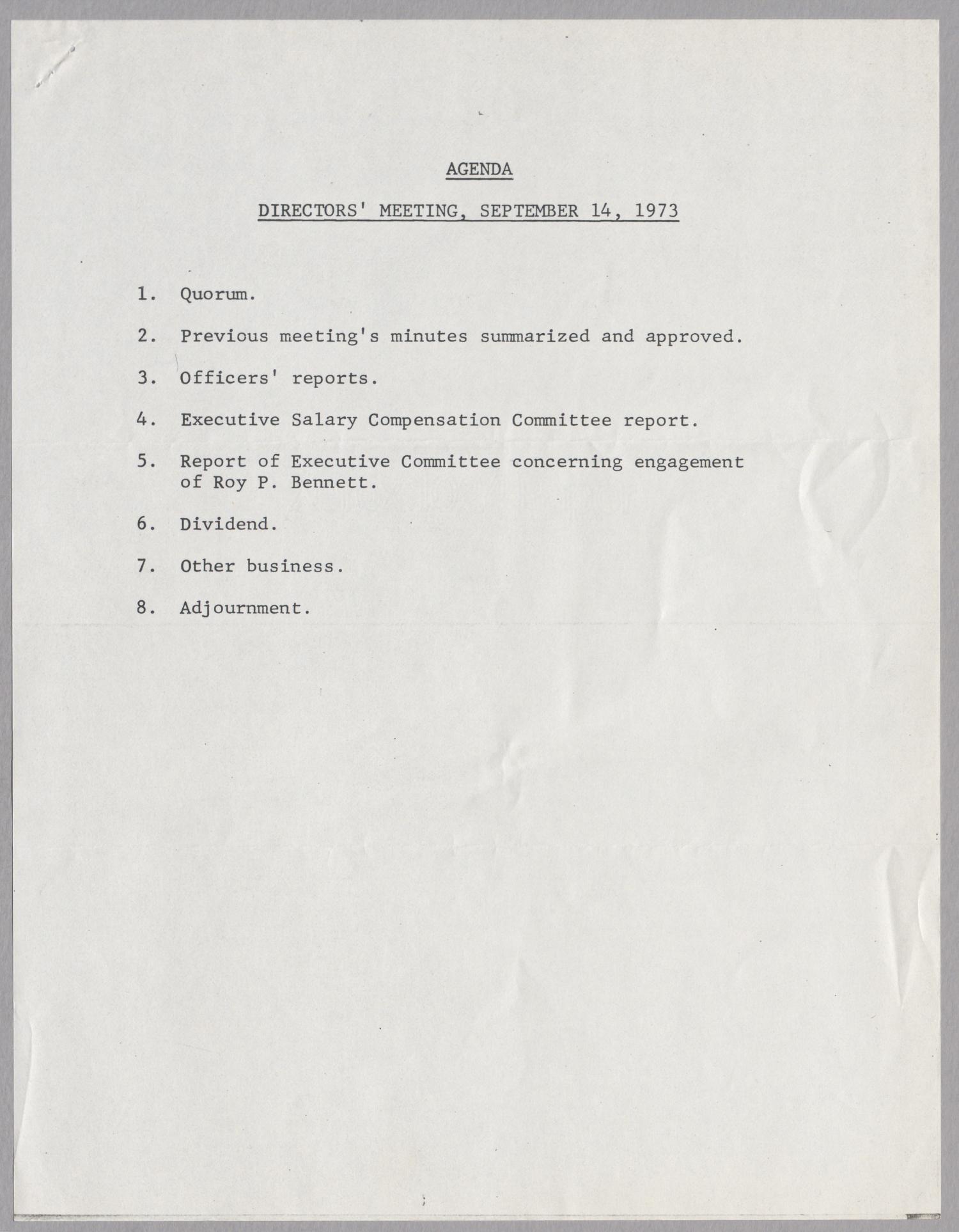 [Letter from Roy E. Henderson to Directors of Imperial Sugar Company, August 31, 1973]
                                                
                                                    [Sequence #]: 3 of 4
                                                