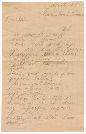 Primary view of object titled '[Letter from Adam Smith to Margaret Smith - September 8, 1918]'.