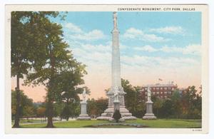 Primary view of object titled '[Confederate Monument in City Park, Dallas]'.