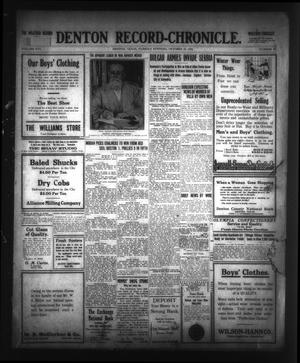 Primary view of object titled 'Denton Record-Chronicle. (Denton, Tex.), Vol. 16, No. 50, Ed. 1 Tuesday, October 12, 1915'.