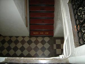 Primary view of object titled '[Looking Down at Staircase]'.
