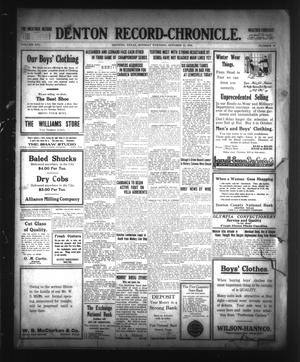 Primary view of object titled 'Denton Record-Chronicle. (Denton, Tex.), Vol. 16, No. 49, Ed. 1 Monday, October 11, 1915'.
