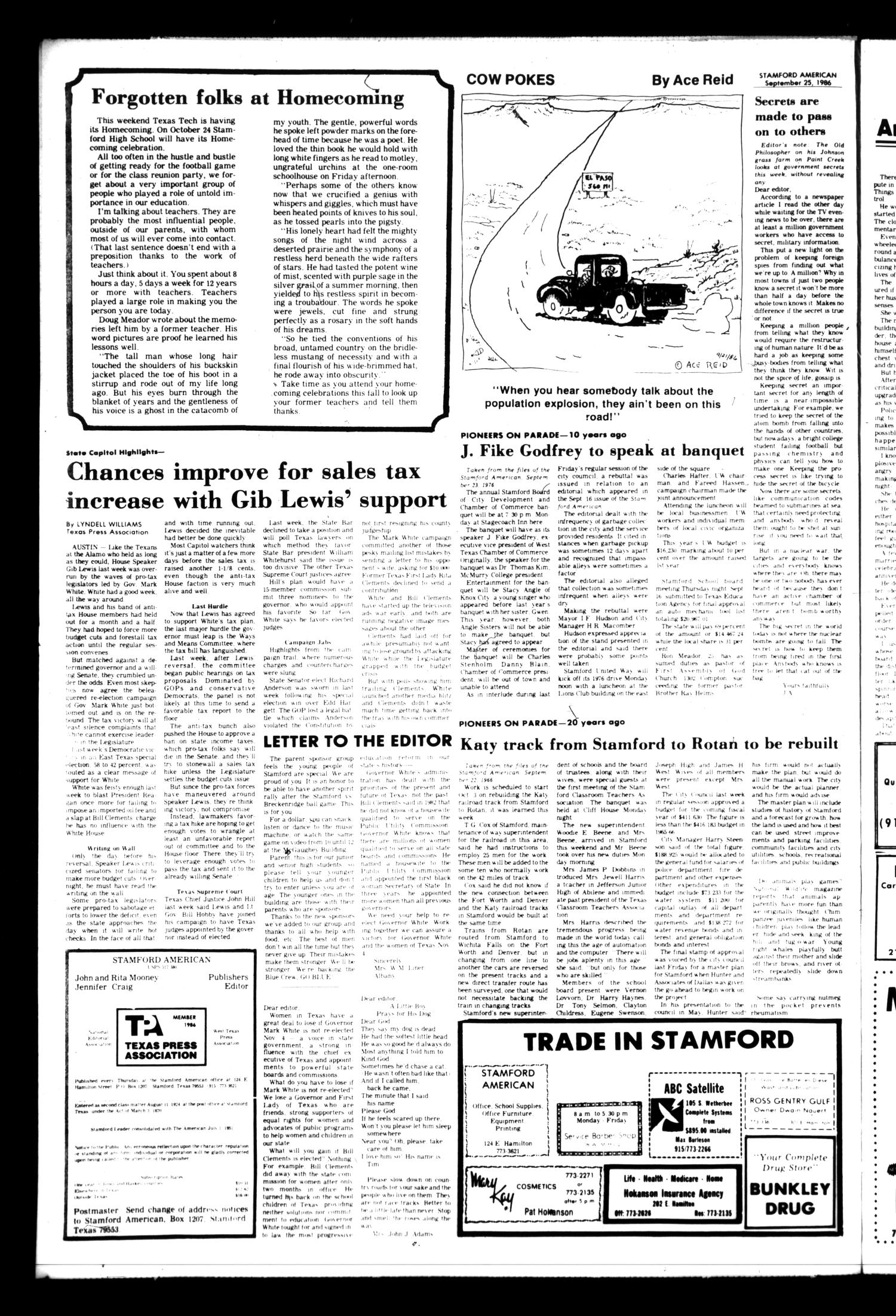 Stamford American (Stamford, Tex.), Vol. 65, No. 26, Ed. 1 Thursday, September 25, 1986
                                                
                                                    [Sequence #]: 4 of 16
                                                