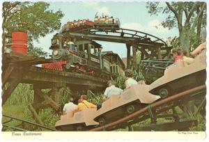 Primary view of object titled '[Postcard of Three Amusement Rides]'.