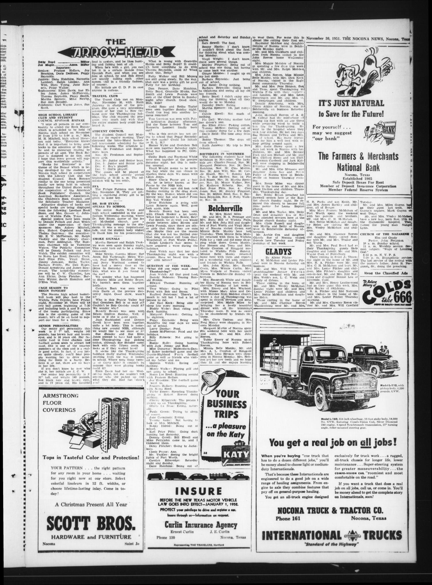 The Nocona News (Nocona, Tex.), Vol. 46, No. 25, Ed. 1 Friday, November 30, 1951
                                                
                                                    [Sequence #]: 3 of 10
                                                